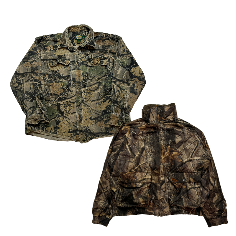 Veste militaire et doudoune camouflage style chasse vintage