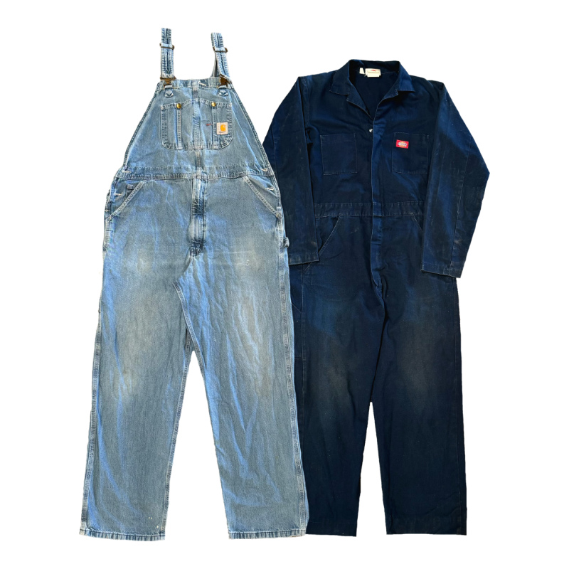 Lot d’overalls vintage mixtes — salopettes et combinaisons de travail