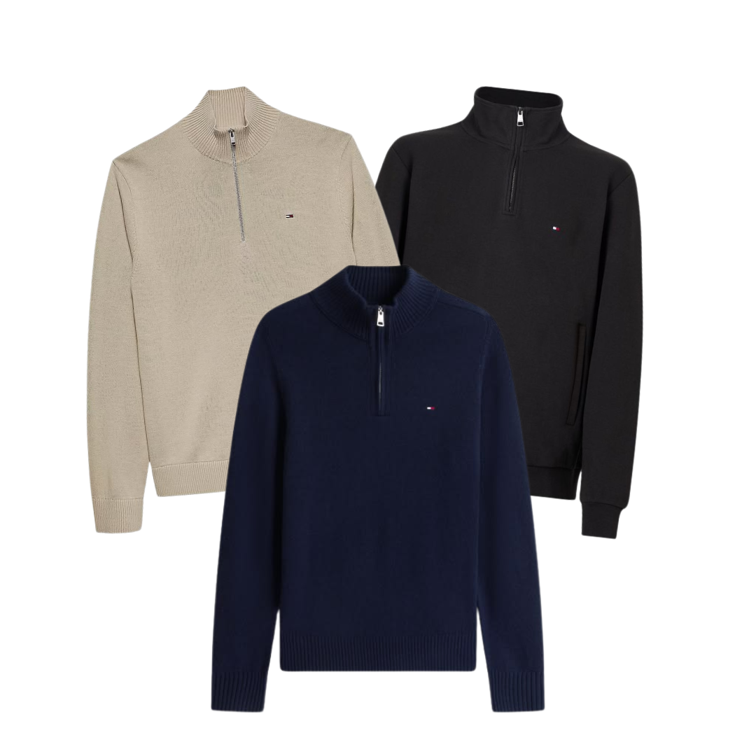 SUMMER DROP 15x Pièces Tommy Hilfiger Pull 1/4 Zippé