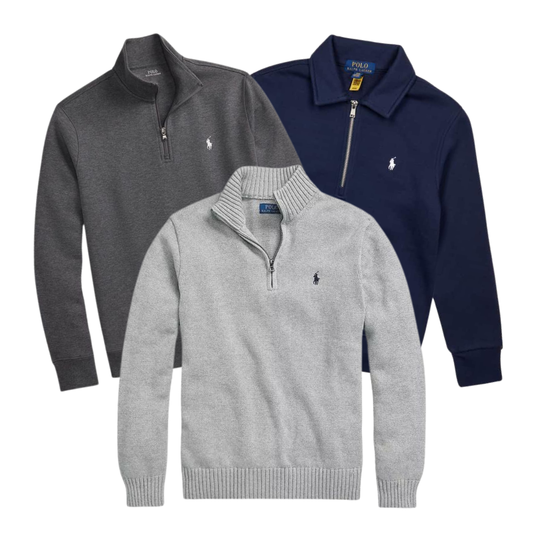 Mix 10x Pièces Ralph Lauren Sweatshirt 1/4 Zippé Premium