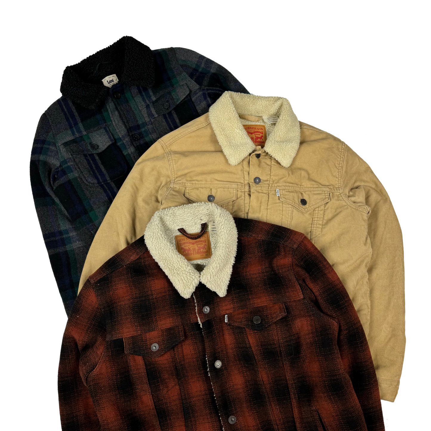 Lot de vestes sherpa en velours et à carreaux Levi's et Lee vintage
