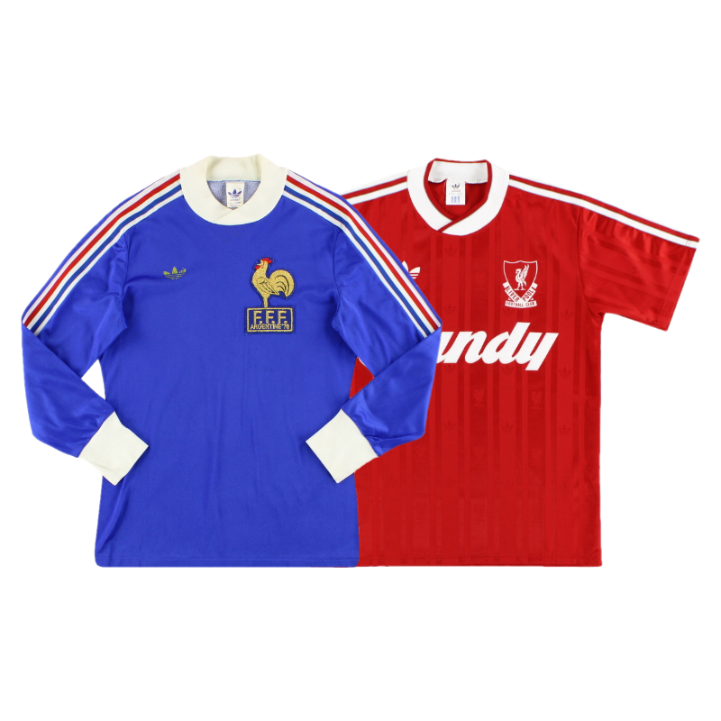 Maillots de football vintage Adidas FFF et Liverpool, style rétro collection